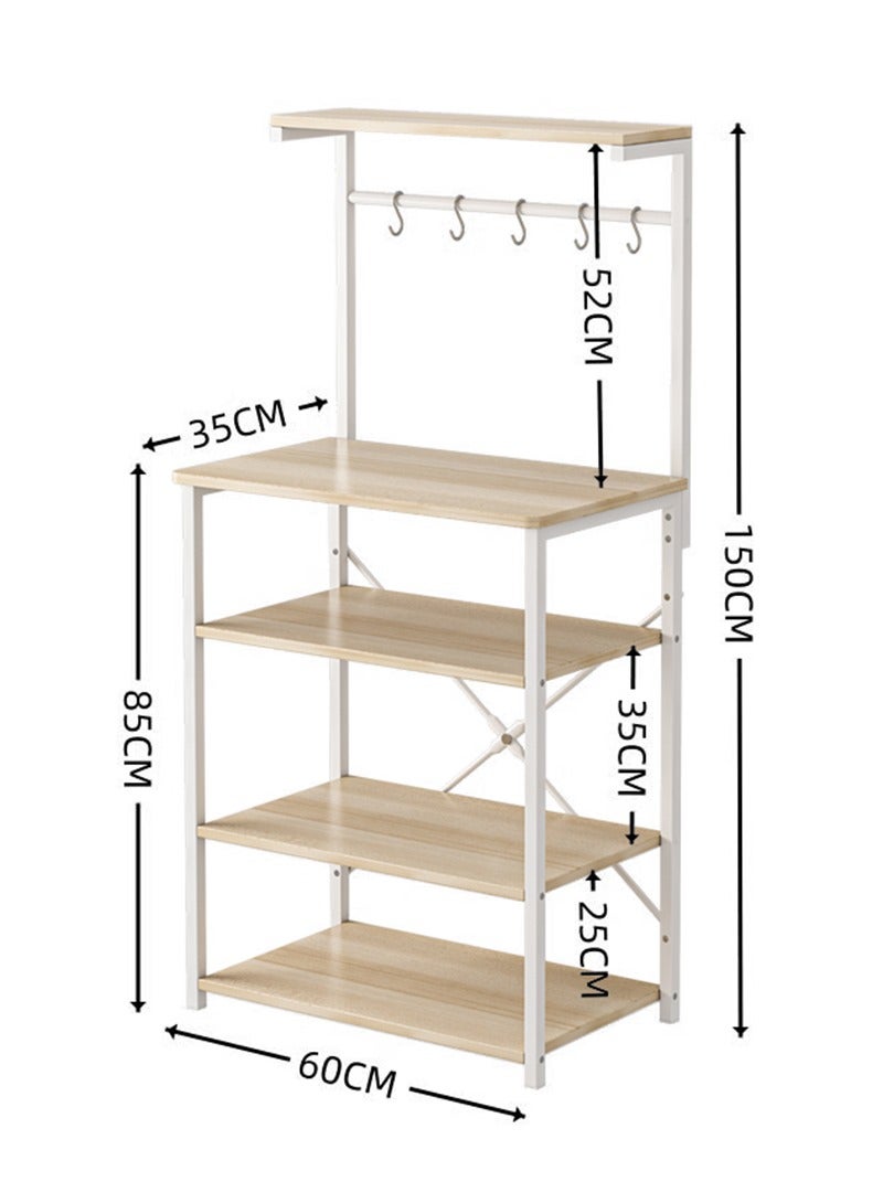 اديببولا "رف تخزين المطبخ ، طاولة زاوية القهوة مع 4 طبقات ، موقف ميكروويف المطبخ مع 5 خطافات على شكل S ، رف تخزين المطبخ للتوابل ، آلة القهوة والأجهزة المنزلية " - Image 3